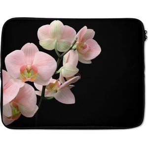Laptophoes - Zwart - Roze - Bloemen - Orchidee - Laptop hoes - Laptop sleeve - Laptop - Case - 17 Inch