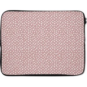 Laptophoes - Roze - Wit - Stippen - Keuken - Laptop sleeve - Laptop hoes - Laptop - 17 Inch - Laptophoes patroon - Schoolspullen tieners