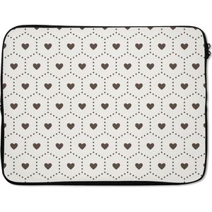 Laptophoes - Laptop hoes - Design - Hart - Stippen - Zwart - Laptop - 17 Inch - Laptopsleeve