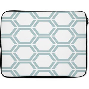 Laptophoes - Laptoptas - Patronen - Hexagon - Design - Groen - 17 Inch - Sleeve laptop - Laptop