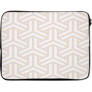 Laptophoes - Laptoptas - Design - Laptop - Lijn - Driehoek - Beige - 17 Inch - Laptop cover