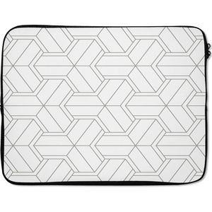 Laptophoes - Laptop hoes - Patronen - Design - Lijn - Zwart - Wit - 17 Inch - Laptoptassen - Laptop