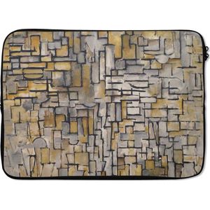 Laptophoes - Kunst - Schilderij - Goud - Zilver - Mondriaan - Laptop sleeve - Laptop cover - Laptop - 13 Inch - Back to school spullen - Schoolspullen jongens en meisjes middelbare school - Macbook air hoes - Chromebook sleeve