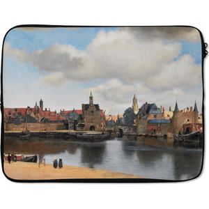 Laptophoes - Schilderij - Kunst - Oude meesters - Vermeer - Stad - Huis - Water - Laptop sleeve - Laptop case - Laptop - 17 Inch - Back to school spullen - Schoolspullen jongens en meisjes middelbare school - Macbook air hoes - Chromebook sleeve