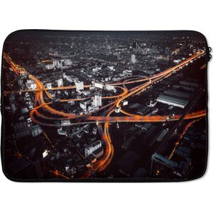 Laptophoes - Verkeer - Bangkok - Stad - Thailand - Nacht - Skyline - Auto - Verlichting - Laptop sleeve - Laptop hoes - Laptop - 13 Inch