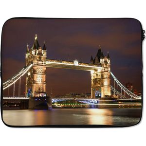 Laptophoes - London - Tower Bridge - Verlichting - Brug - Licht - Laptop sleeve - Laptop case - Laptop - 17 Inch