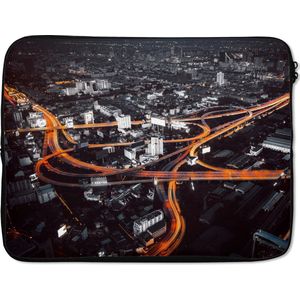 Laptophoes - Verkeer - Bangkok - Stad - Thailand - Nacht - Skyline - Auto - Verlichting - Laptop sleeve - Laptop hoes - Laptop - 15 6 Inch