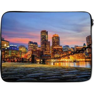 Laptophoes - City - Boston - Skyline - Amerika - Licht - Laptop sleeve - Laptop cover - Laptop - 17 Inch