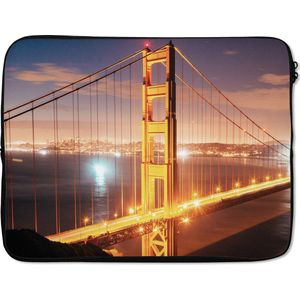Laptophoes - Golden Gate Bridge - Nacht - San Francisco - Water - Verlichting - Laptop sleeve - Laptop cover - Laptop - 17 Inch