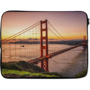 Laptophoes - Golden Gate Bridge - San Francisco - Water - Brug - Rood - Amerika - Laptop sleeve - Laptop cover - 17 Inch