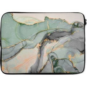 Laptophoes - Marmer print - Goud - Groen - Laptop sleeve - Laptop - Laptop case - Luxe - 14 Inch