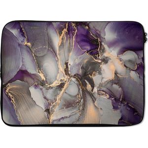 Laptophoes - Paars - Luxe - Goud - Marmer print look - Laptop case - Design - Laptop sleeve - Abstract - 14 Inch - Back to school spullen - Schoolspullen jongens en meisjes middelbare school - Macbook air hoes - Chromebook sleeve