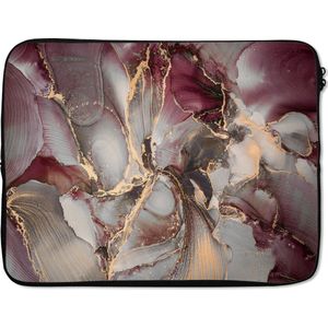 Laptophoes - Marmer print look - Paars - Luxe - Goud - Laptop sleeve - Laptop - Laptop case - 17 Inch - Back to school spullen - Schoolspullen jongens en meisjes middelbare school - Macbook air hoes - Chromebook sleeve