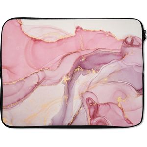 Laptophoes - Roze - Goud - Marmer print print - Laptop sleeve - Laptop - Luxe - Laptop case - 17 Inch - Back to school spullen - Schoolspullen jongens en meisjes middelbare school - Macbook air hoes - Chromebook sleeve