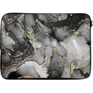 Laptophoes - Goud - Luxe - Laptop sleeve - Zwart - Grijs - Marmer print print - Laptop - Natuursteen - 13 Inch - Back to school spullen - Schoolspullen jongens en meisjes middelbare school - Macbook air hoes - Chromebook sleeve