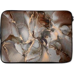 Laptophoes - Grijs - Luxe - Goud - Marmer print print - Design - Laptop sleeve - Laptop - Laptop case - 14 Inch - Back to school spullen - Schoolspullen jongens en meisjes middelbare school - Macbook air hoes - Chromebook sleeve