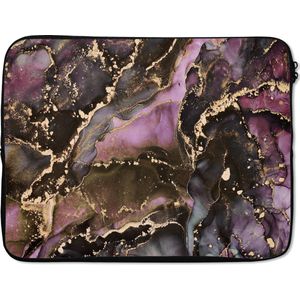 Laptophoes - Gold - Steen - Marmer print print - Laptop sleeve - Goud - Abstract - Natuursteen - Laptop - Laptop case - 15 6 Inch - Back to school spullen - Schoolspullen jongens en meisjes middelbare school - Macbook air hoes - Chromebook sleeve