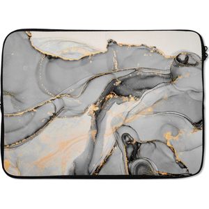 Laptophoes - Laptop sleeve - Luxe - Goud - Marmer look - Grijs - Laptop case - Laptop - Abstract - Natuursteen -14 Inch - Design