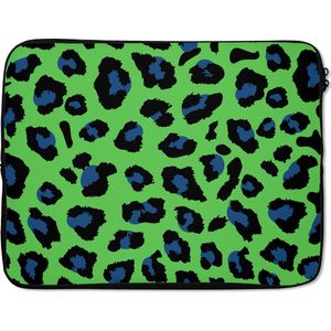 Laptophoes - Neon - Groen - Panter - Blauw - Dieren - Laptop sleeve - Laptop cover - Laptop - 15 6 Inch