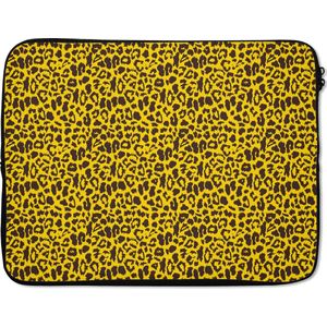 Laptophoes - Geel - Panterprint - Dieren - Luipaard - Zwart - Laptop sleeve - Laptop case - Laptop - 17 Inch