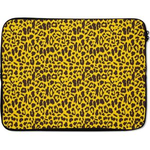 Laptophoes - Geel - Panterprint - Dieren - Luipaard - Zwart - Laptop sleeve - Laptop case - Laptop - 15 6 Inch