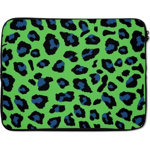 Laptophoes - Neon - Groen - Panter - Blauw - Dieren - Laptop sleeve - Laptop cover - Laptop - 15 6 Inch