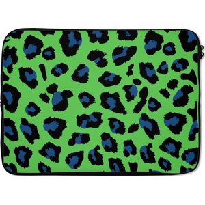 Laptophoes - Neon - Groen - Panter - Blauw - Dieren - Laptop sleeve - Laptop cover - Laptop - 14 Inch