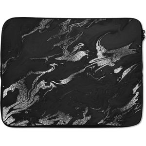 Laptophoes - Zwart - Marmer print look - Luxe - Laptoptas - Laptop hoes - Laptop cover - 17 Inch - Laptop