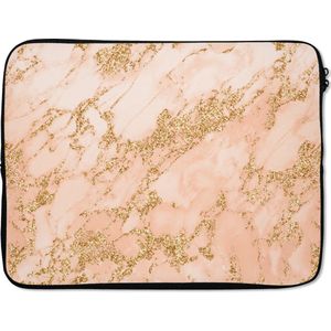 Laptophoes - Goud - Glitter - Marmer print look - Stenen - Laptoptas - Laptop hoes - Laptop case - 17 Inch - Laptop