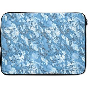 Laptophoes - Glitter - Blauw - Marmer print - Stenen - Laptoptas - Laptop hoes - Laptopsleeve - 14 Inch - Laptop