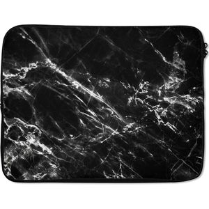 Laptophoes - Marmer print look - Wit - Structuur - Laptoptas - Laptophoes - Laptop case - 15 6 Inch - Laptop