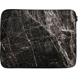 Laptophoes - Marmer print print - Steen - Wit - Zwart - Laptoptas - Laptop sleeve - Hoes laptop - 17 Inch - Laptop