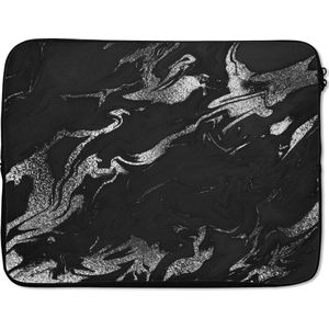 Laptophoes - Zwart - Marmer print look - Luxe - Laptoptas - Laptop hoes - Laptop cover - 15 6 Inch - Laptop