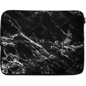 Laptophoes - Marmer print look - Wit - Structuur - Laptoptas - Laptophoes - Laptop case - 15 6 Inch - Laptop