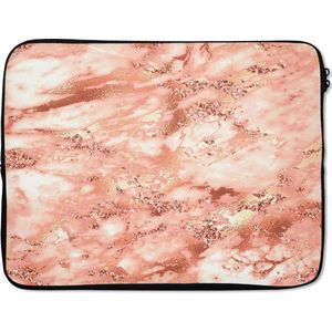 Laptophoes - Marmer print look - Glitter - Rose goud - Stenen - Laptoptassen - Laptop sleeve - Laptop cover - 15 6 Inch - Laptop