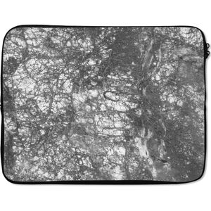 Laptophoes - Marmer print - Stenen - Zwart - Wit - Laptoptassen - Laptop sleeve - Laptop skin - 15 6 Inch - Laptop