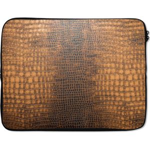 Laptophoes - Zwart - Bruin - Leer print - Patronen - Structuur - Dieren - 17 Inch - Laptopcase