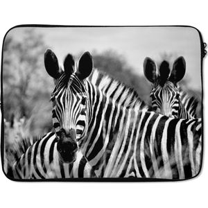 Laptophoes - Laptop - Dieren - Zebra - Zwart - Wit - Safari - Laptop sleeve - 17 Inch