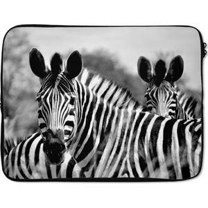 Laptophoes - Laptop - Dieren - Zebra - Zwart - Wit - Safari - Laptop sleeve - 17 Inch