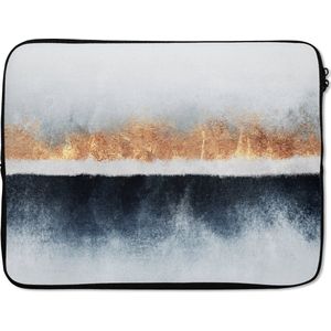 Laptophoes - Abstract - Goud - Marmer print - Strand - Luxe - Laptop sleeve - 17 Inch - Laptophoezen