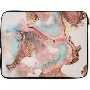 Laptophoes - Pastel - Abstract - Inkt - Chic - Goud - Laptop case - Laptop sleeve - 17 Inch