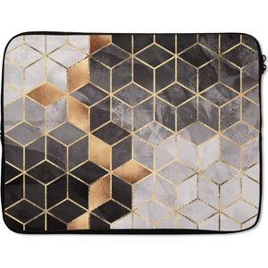 Laptophoes - Luxe - Kubus - Vorm - Patronen - Goud - Abstract - Laptop - Laptop sleeve - 15 6 Inch