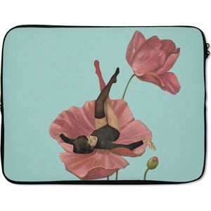 Laptophoes - Vrouw - Bloemen - Vintage - Laptop - Laptop sleeve - 17 Inch