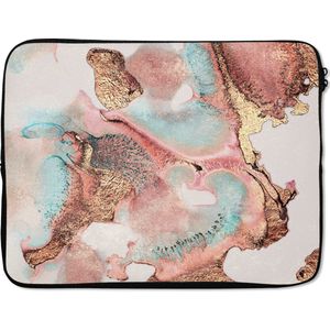 Laptophoes - Pastel - Abstract - Inkt - Chic - Goud - Laptop case - Laptop sleeve - 15 6 Inch