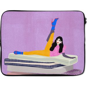 Laptophoes - Vrouw - Matras - Vintage - Pastel - Laptop sleeve - 17 Inch - Laptop case