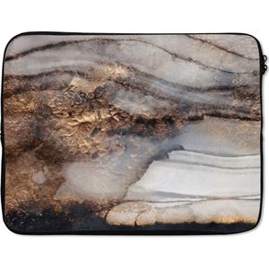 Laptophoes - Marmer print - Goud - Abstract - Laptop sleeve - Laptop 17 Inch
