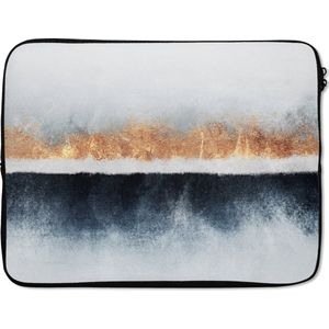 Laptophoes - Abstract - Goud - Marmer print - Strand - Luxe - Laptop sleeve - 17 Inch - Laptophoezen