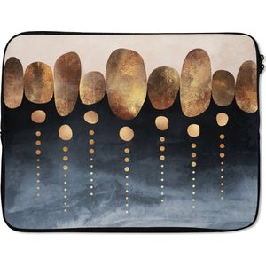 Laptophoes - Cirkel - Goud - Blauw - Abstract - Laptop case - Laptop sleeve - 15 6 Inch