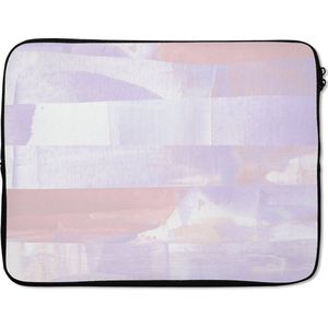 Laptophoes - Verf - Pastel - Roze - Lila - Paars - Strepen - 17 Inch - Laptop case - Laptop sleeve