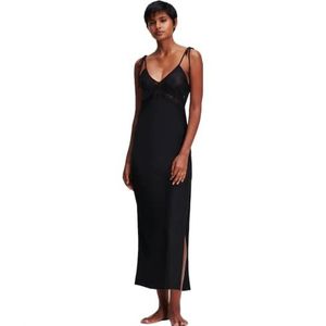 KARL LAGERFELD Dames Kanten Maxi Negligé, Zwart, XS